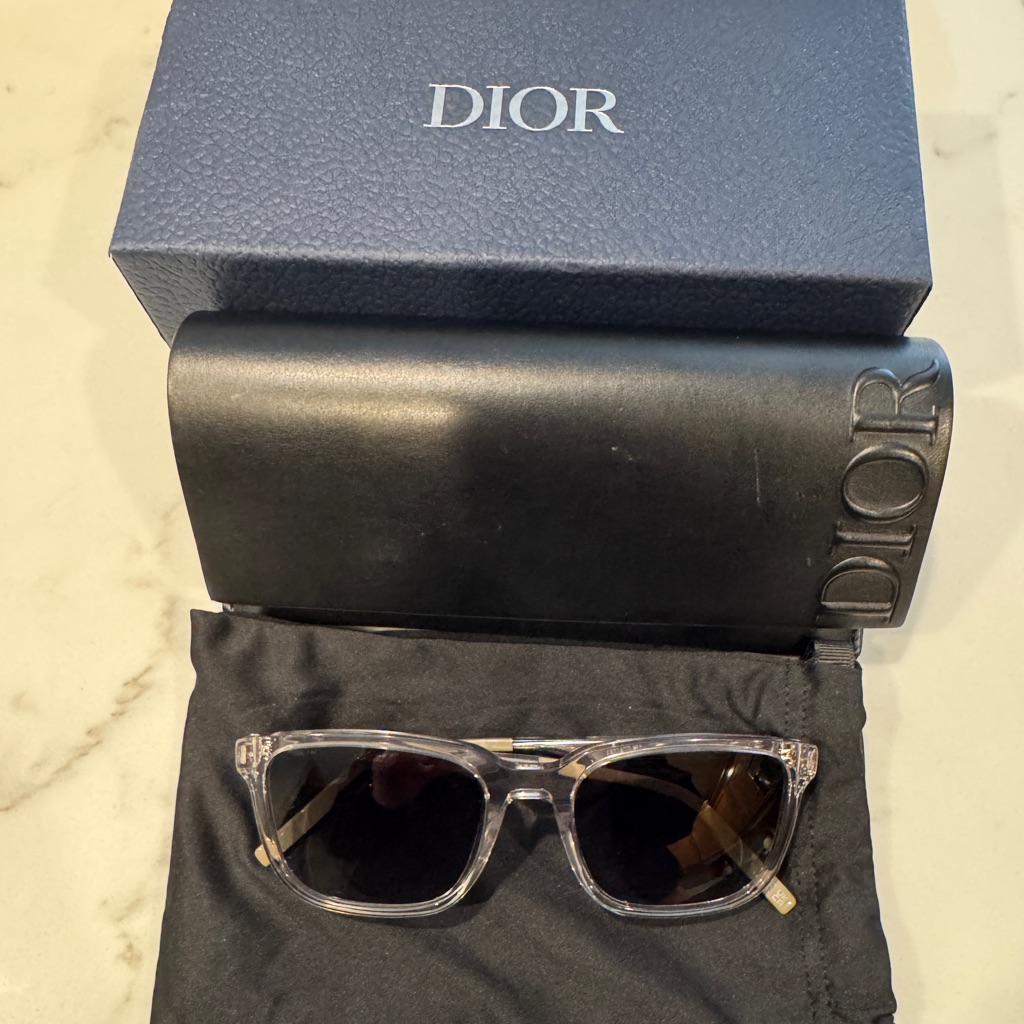 Dior Clear Crystal Frame Sunglasses With Dark Lenses
